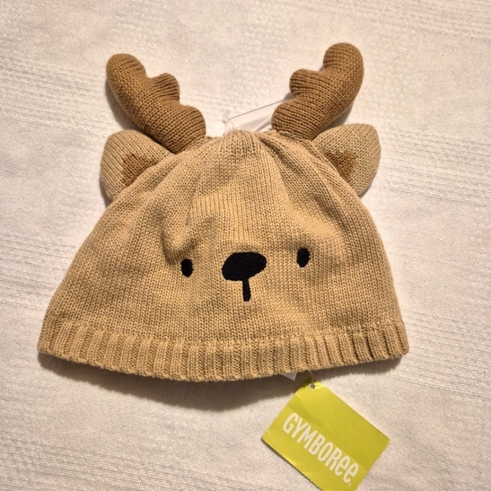 Gymboree Mouse & Moose line 12-18 months 2016 knit fleece lined hat, NWT